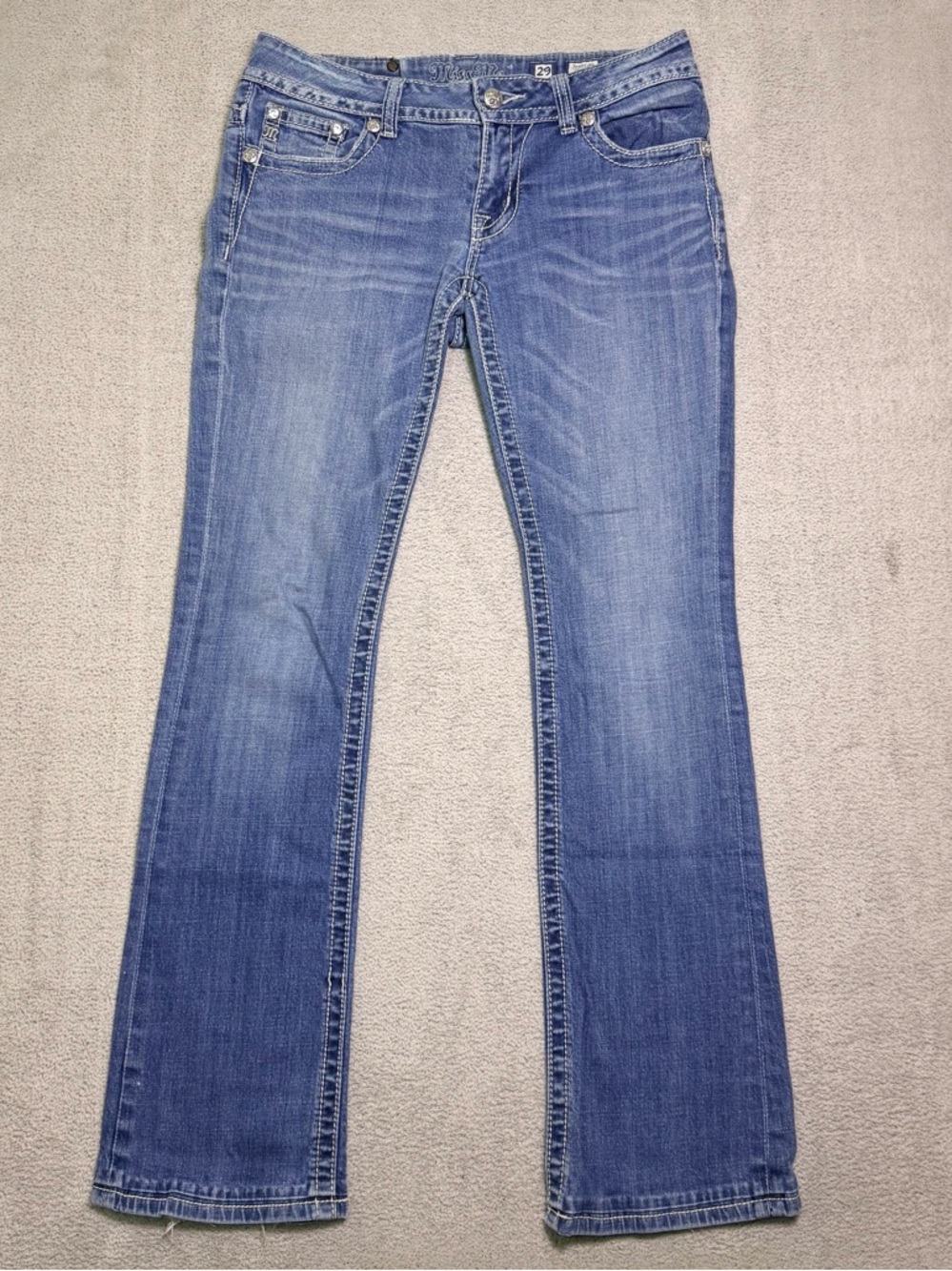 Miss Me Jeans Women’s 29 (32x31) Signature Bootcut Low Rise Winged Embellished